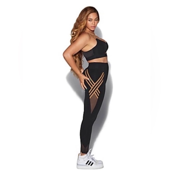 Ivy Park x Adidas Mesh Panel Leggings Black and Brown —Size XS - Picture 2 of 9